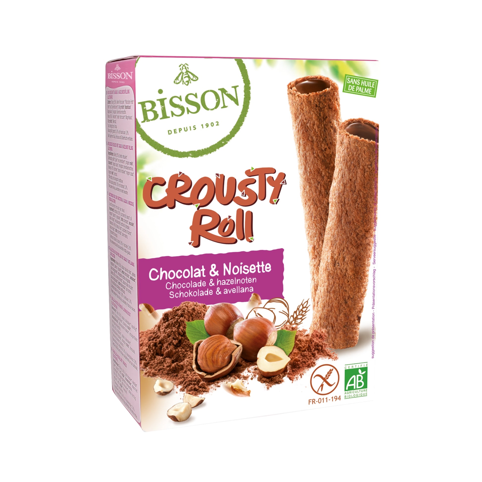 Bisson Organic Crousty Roll Chocolate Hazelnut