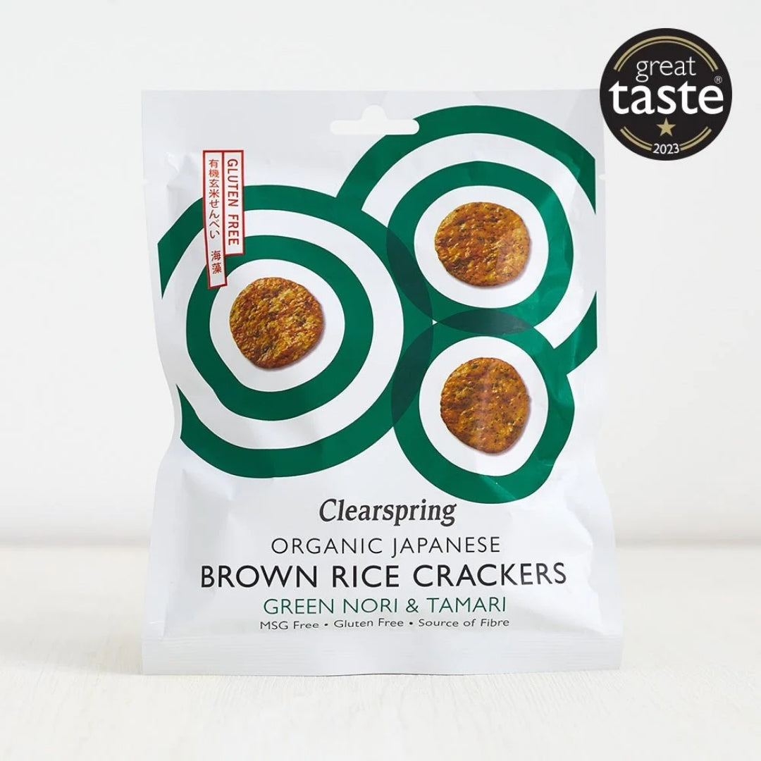 Clearspring Organic Japanese Brown Rice Crackers Green Nori & Tamari