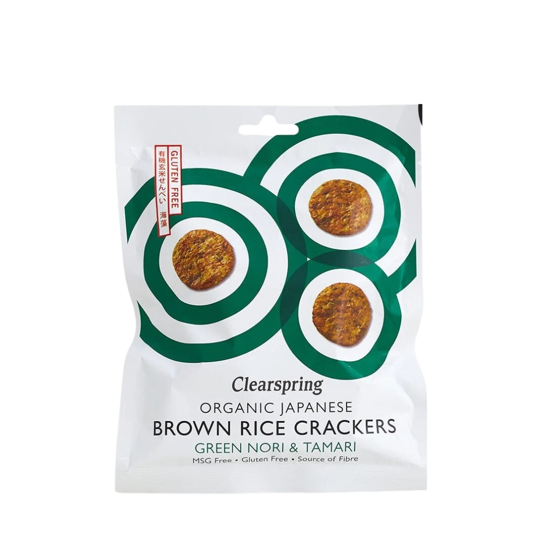 Clearspring Organic Japanese Brown Rice Crackers Green Nori & Tamari