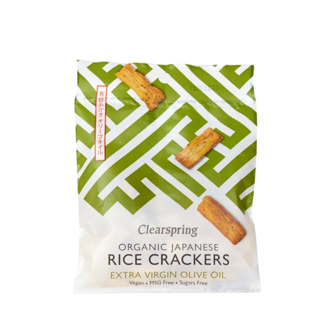 Clearspring Organic Japanese Rice Crackers Extra Virgin Olive Oil