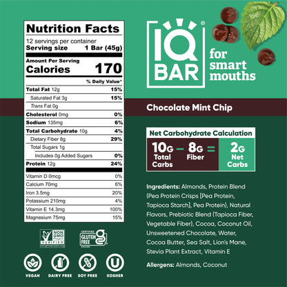 IQBAR® Chocolate Mint Chip Plant Protein Bar