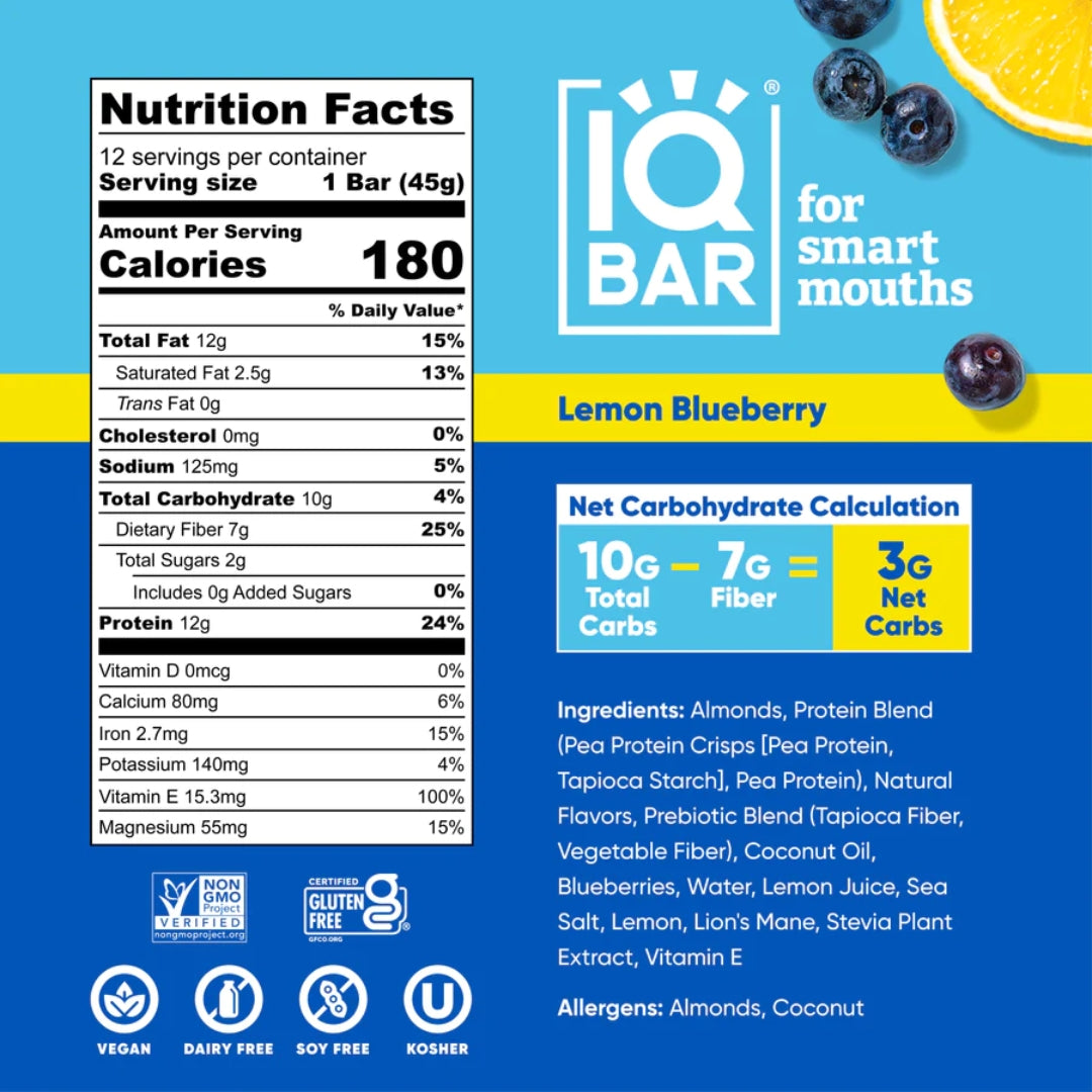 IQBAR® Lemon Blueberry Plant Protein Bar