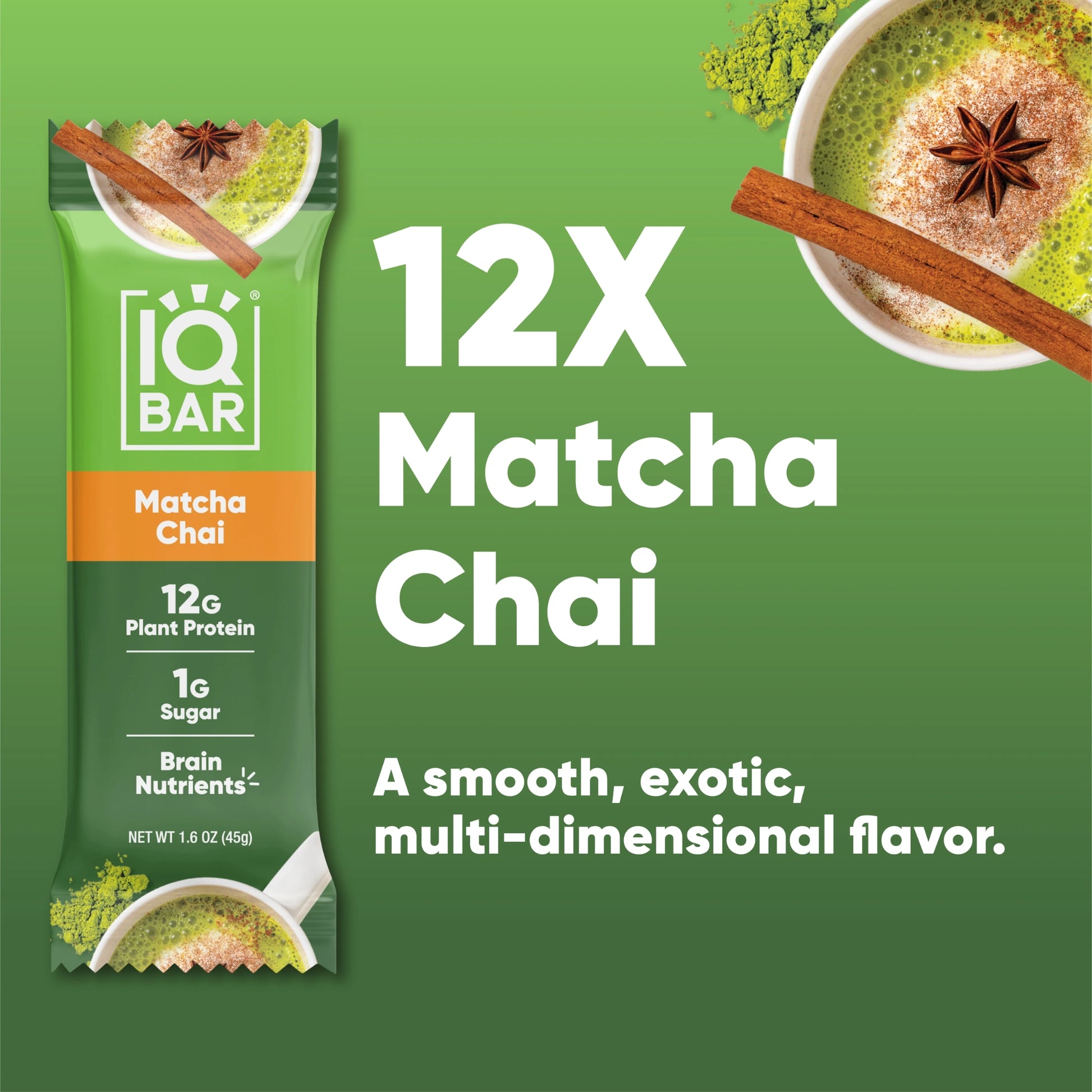 IQBAR® Matcha Chai Plant Protein Bar Case