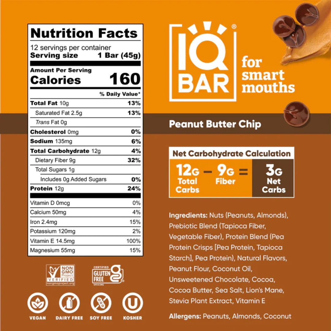 IQBAR® Peanut Butter Chip Plant Protein Bar