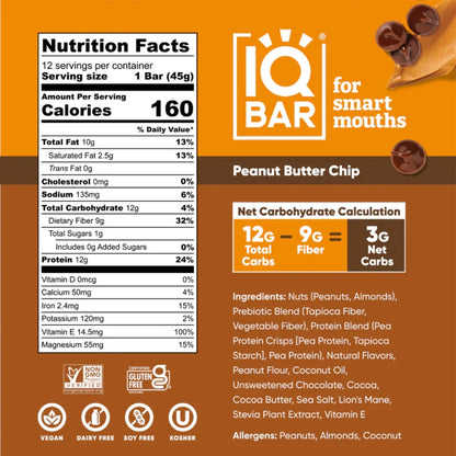 IQBAR® Peanut Butter Chip Plant Protein Bar