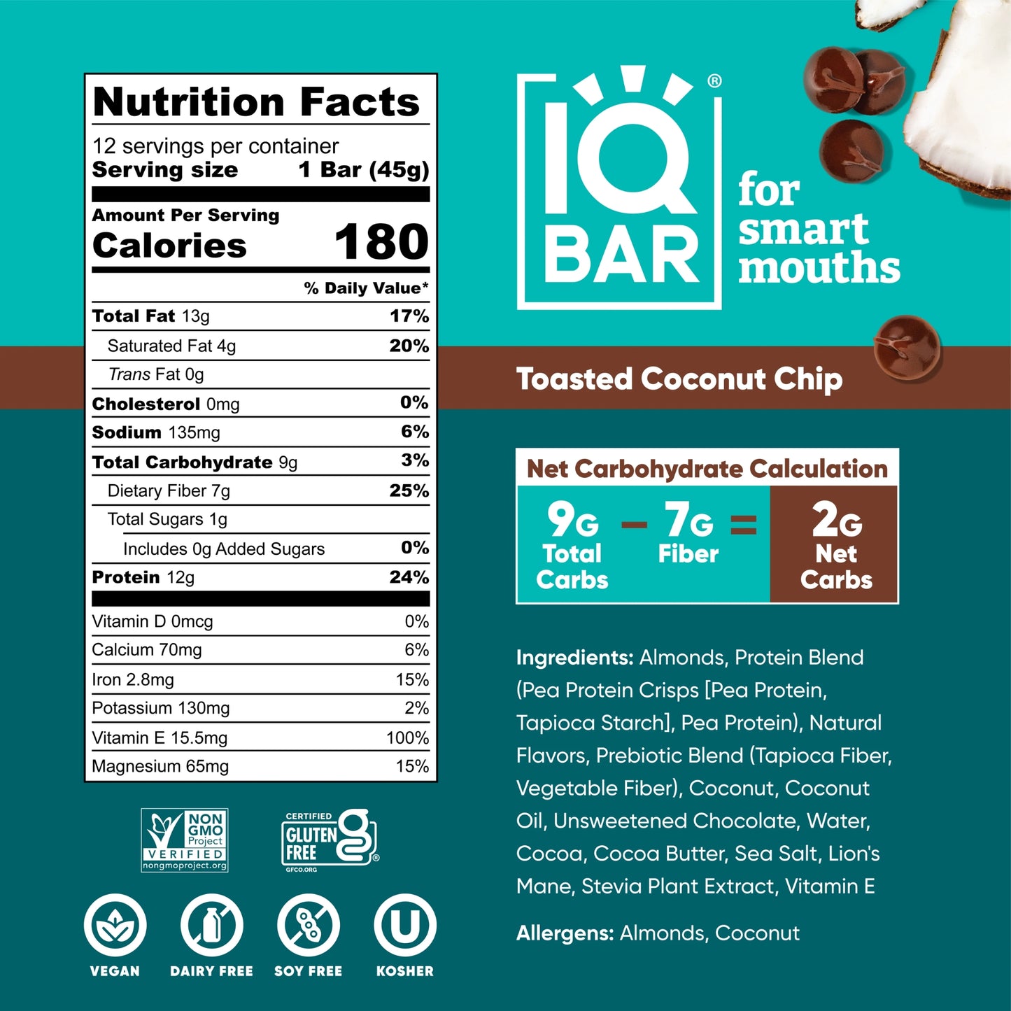 IQBAR® Toasted Coconut Chip Plant Protein Bar