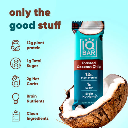 IQBAR® Toasted Coconut Chip Plant Protein Bar Case