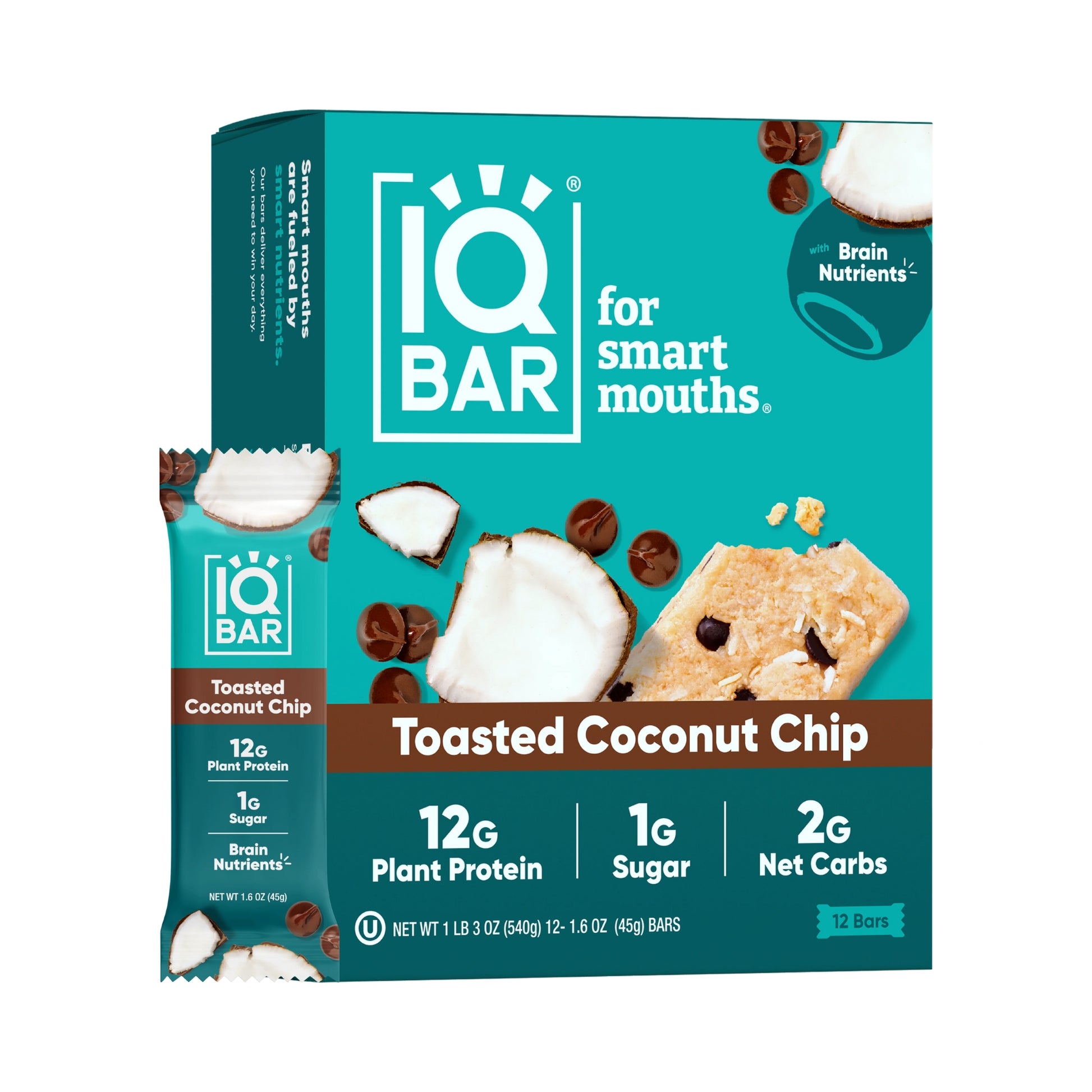 IQBAR® Toasted Coconut Chip Plant Protein Bar Case