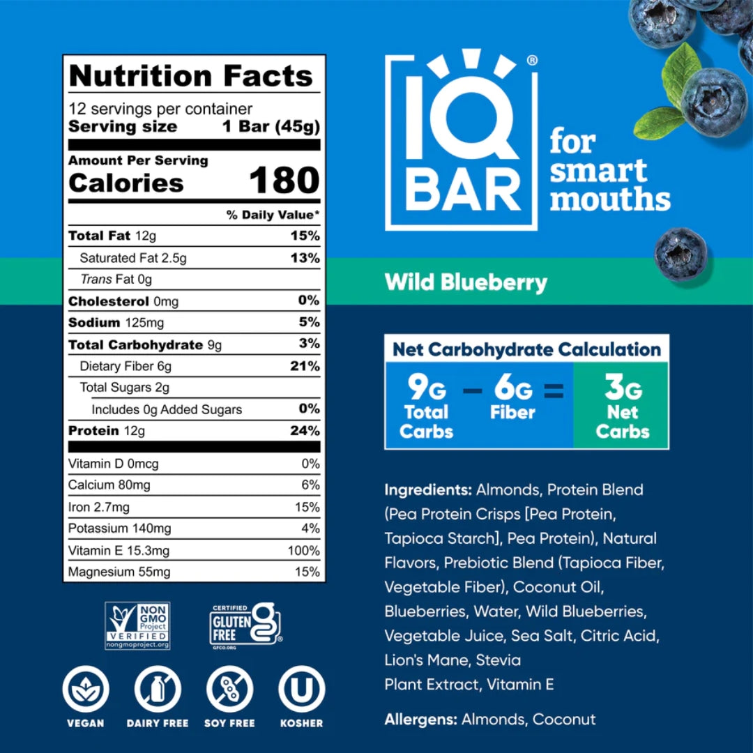 IQBAR® Wild Blueberry Plant Protein Bar