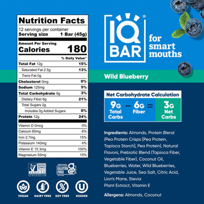 IQBAR® Wild Blueberry Plant Protein Bar