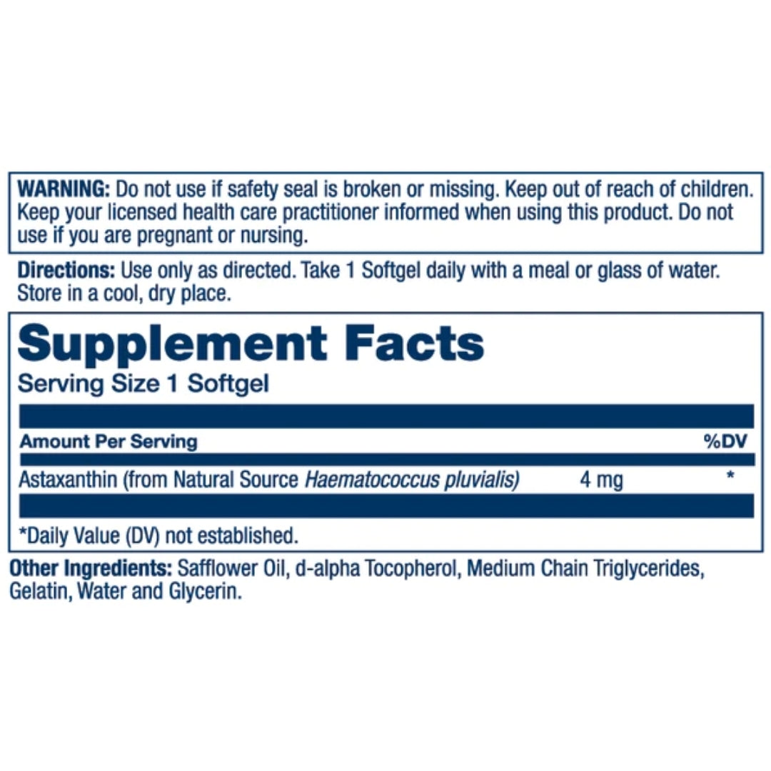 Solaray® Astaxanthin supplement facts