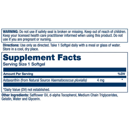 Solaray® Astaxanthin supplement facts