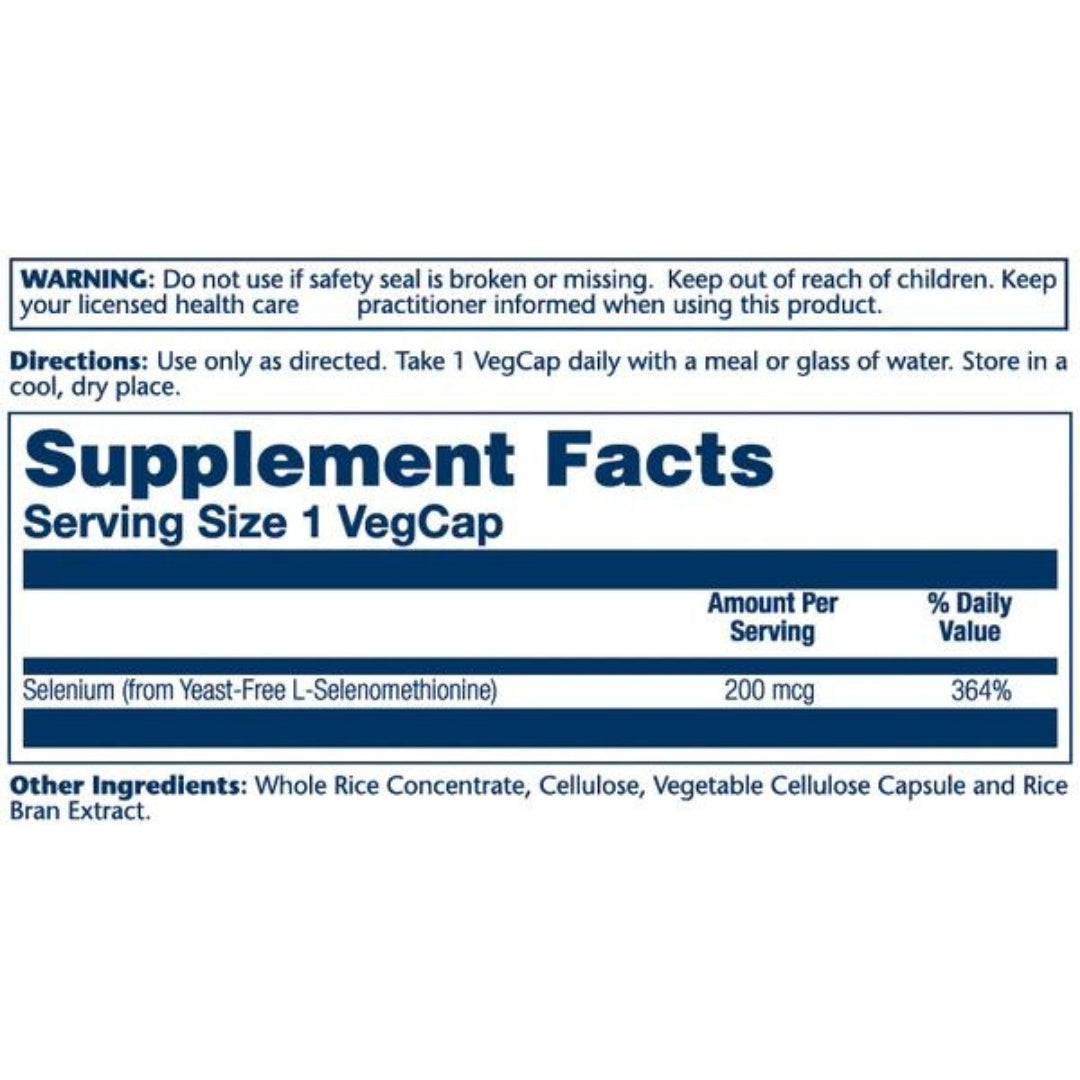 Solaray® Selenium supplement facts