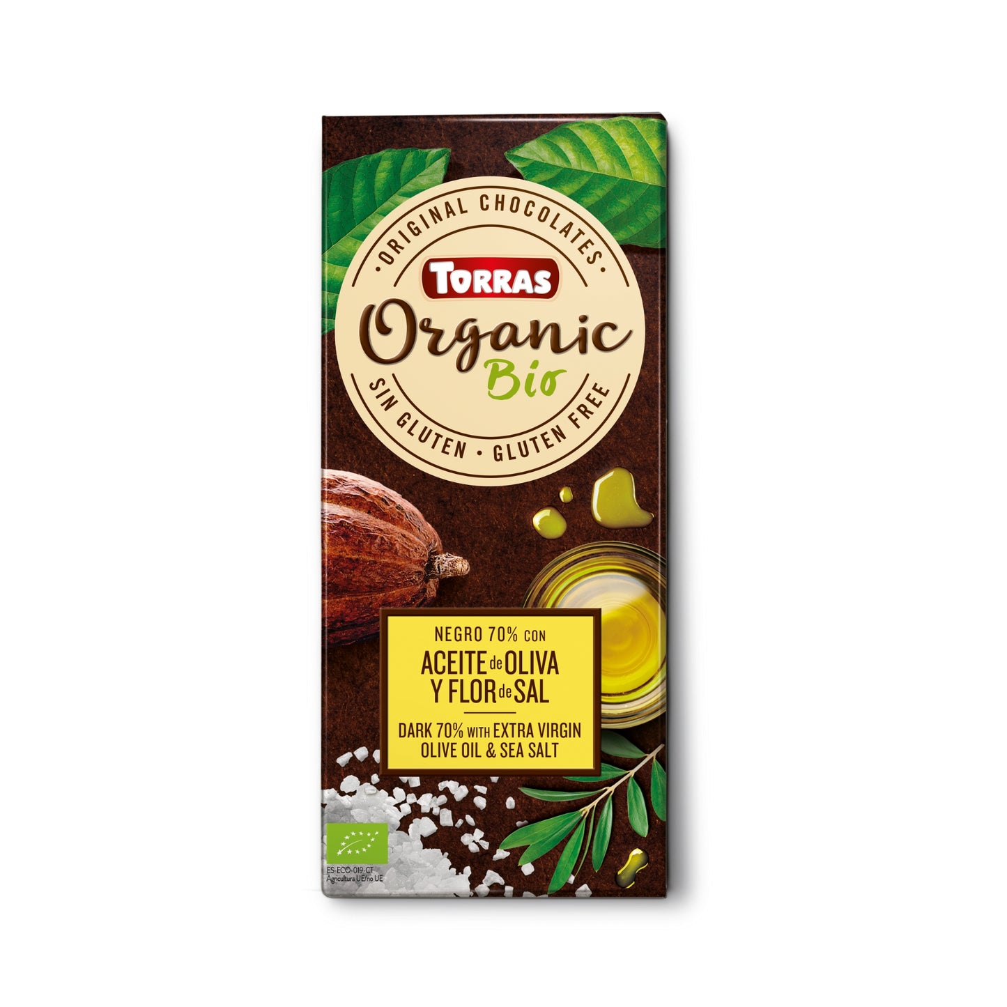 Torras Organic Dark Chocolate 70% Cacao With Extra Virgin Olive Oil & Sea Salt