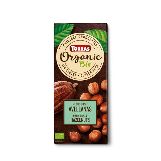 Torras Organic Dark Chocolate 70% Cacao With Hazelnuts