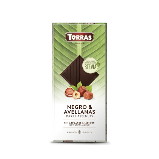 Torras Sugar Free Dark Chocolate & Hazelnuts With Stevia