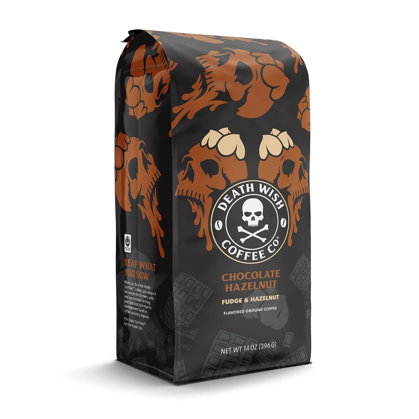 Death Wish Coffee Chocolate Hazelnut Flavored Ground Coffee Side