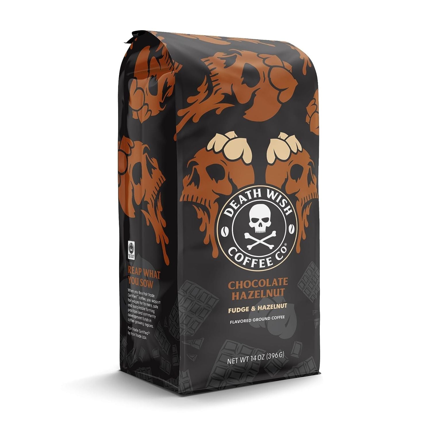 Death Wish Coffee Chocolate Hazelnut Flavored Ground Coffee Side