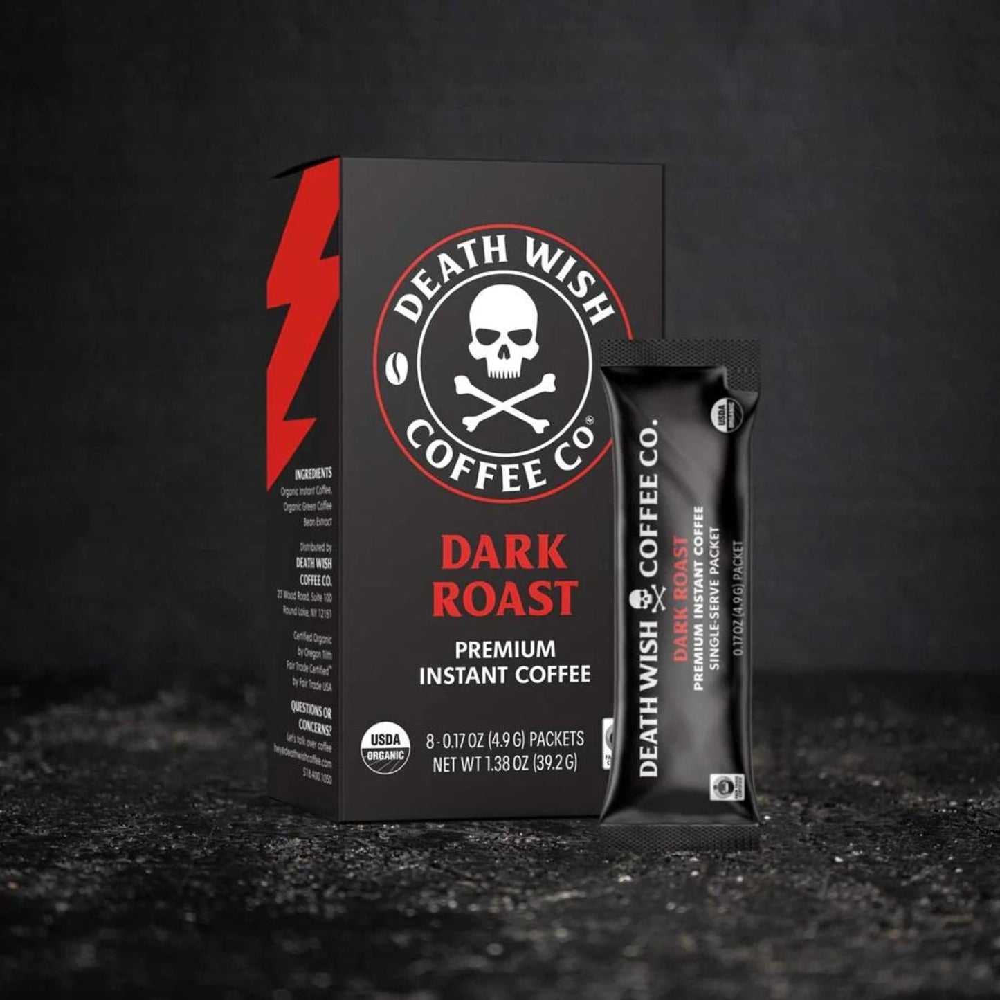 Death Wish Coffee Dark Roast Instant Coffee Lifestyle Image