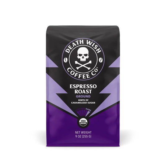 Death Wish Coffee Espresso Roast Ground Coffee Front