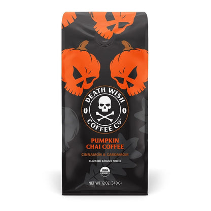 Death Wish Coffee Pumpkin Chai Flavored Ground Coffee Front