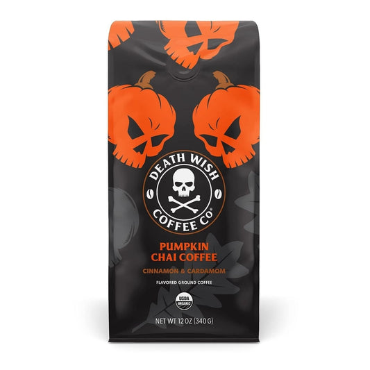 Death Wish Coffee Pumpkin Chai Flavored Ground Coffee Front