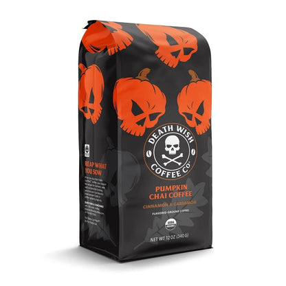 Death Wish Coffee Pumpkin Chai Flavored Ground Coffee Side