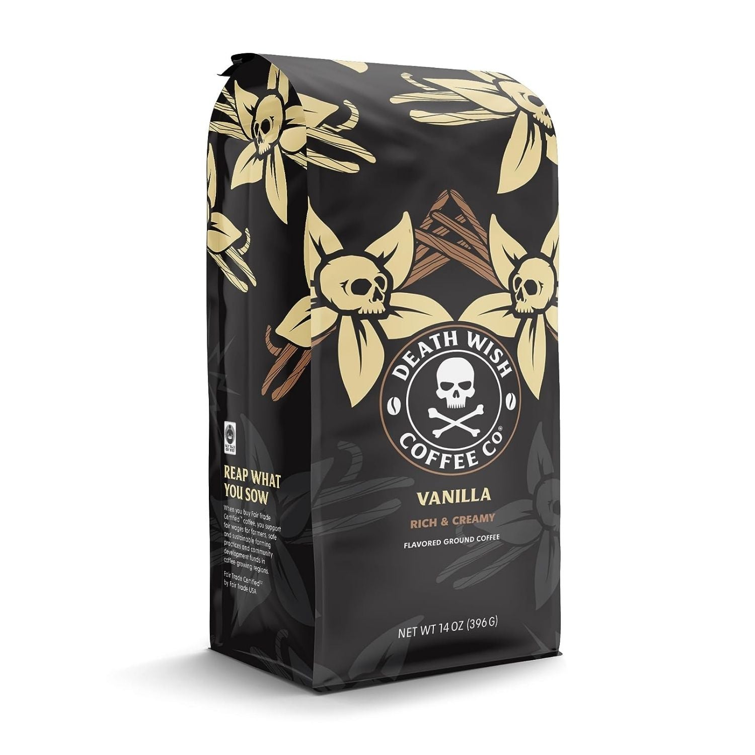 Death Wish Coffee Vanilla Flavored Ground Coffee Side