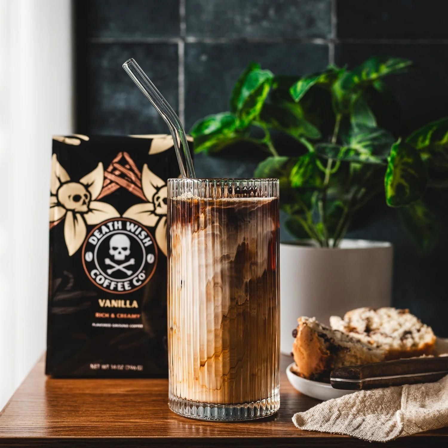 Death Wish Coffee Chocolate Hazelnut Flavored Ground Coffee Lifestyle Image