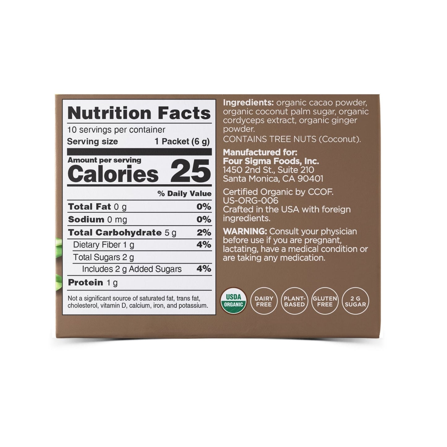 Four Sigmatic Boost Organic Cacao Mix Back