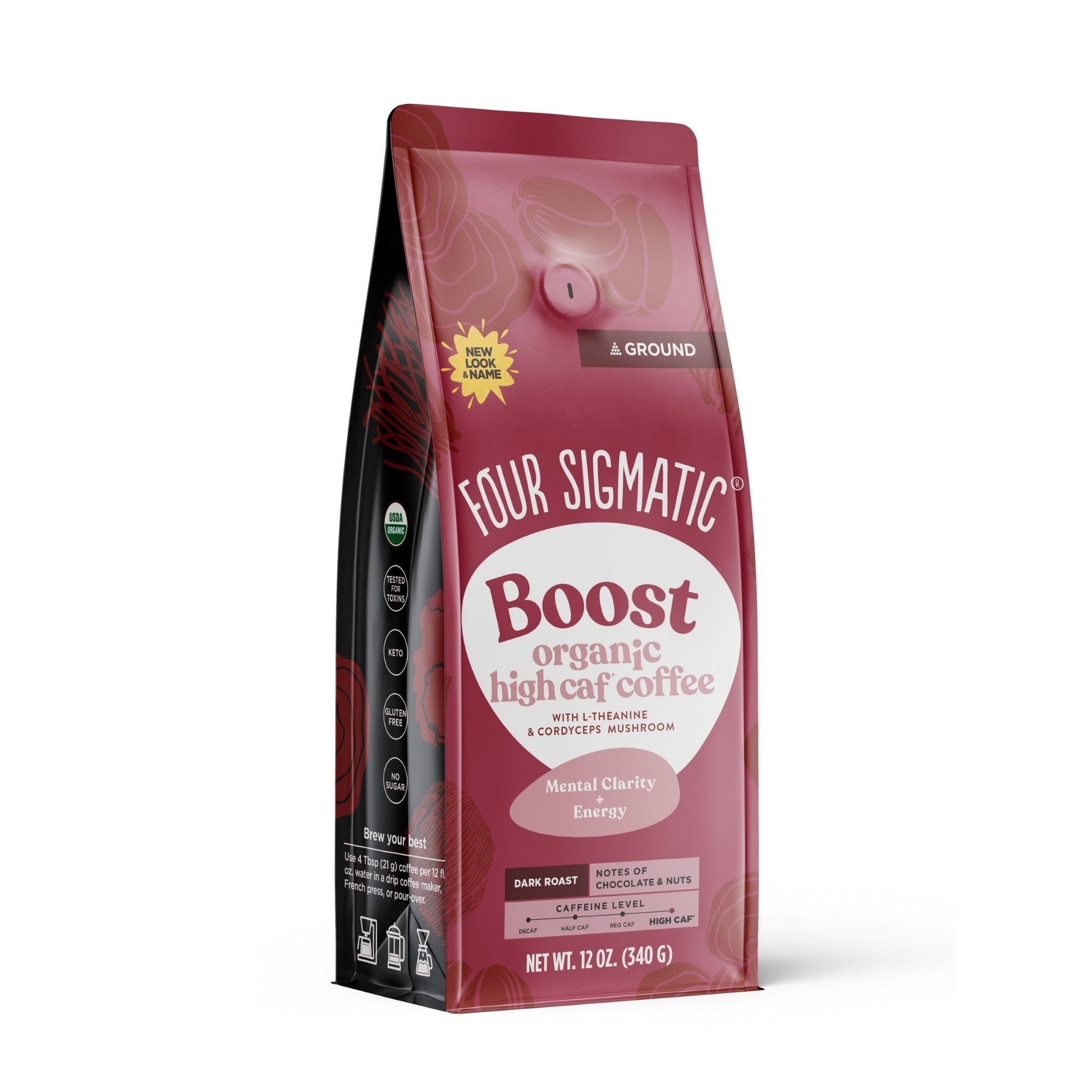 Four Sigmatic Boost Organic Ground Coffee Side