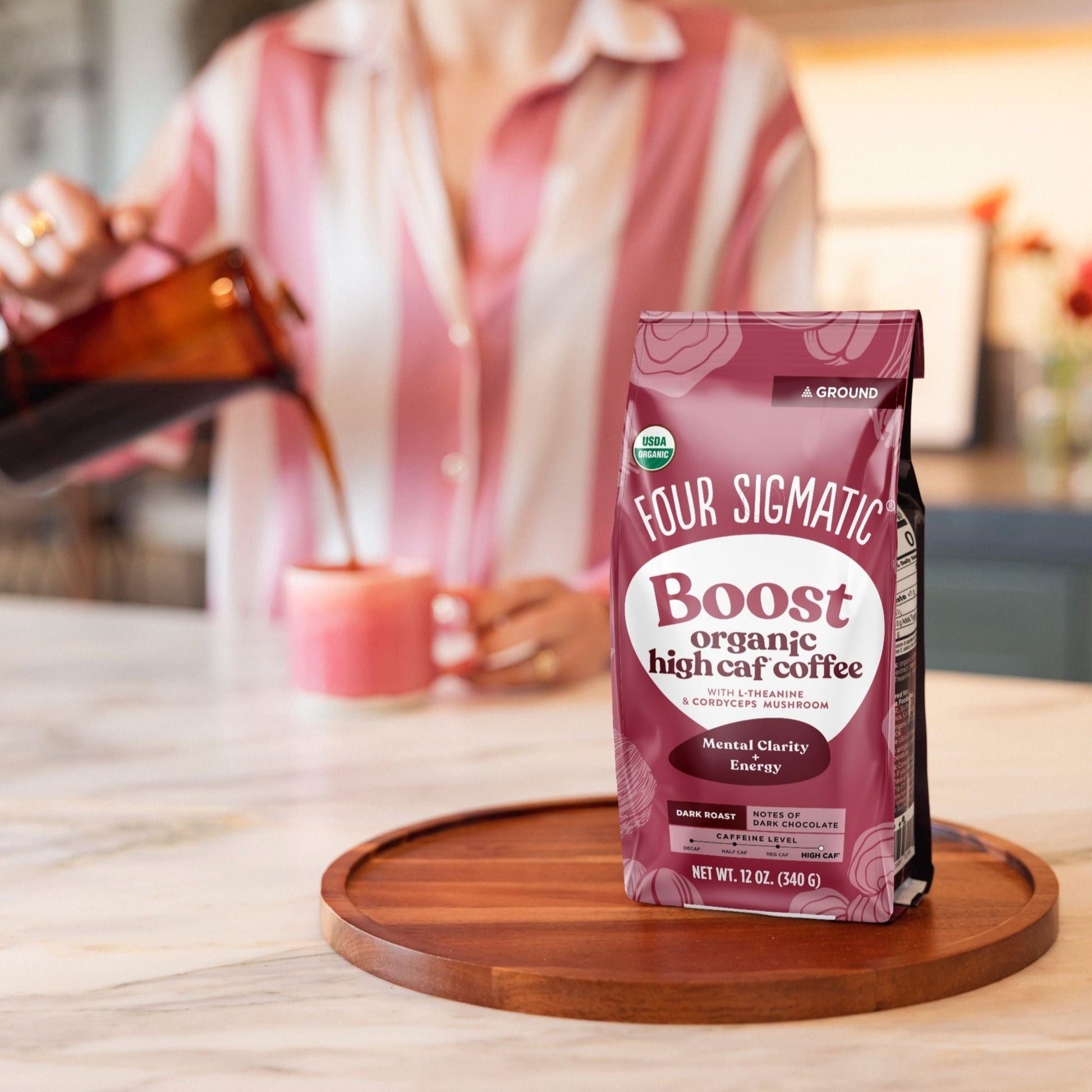 Four Sigmatic Boost Organic Ground Coffee Lifestyle Image