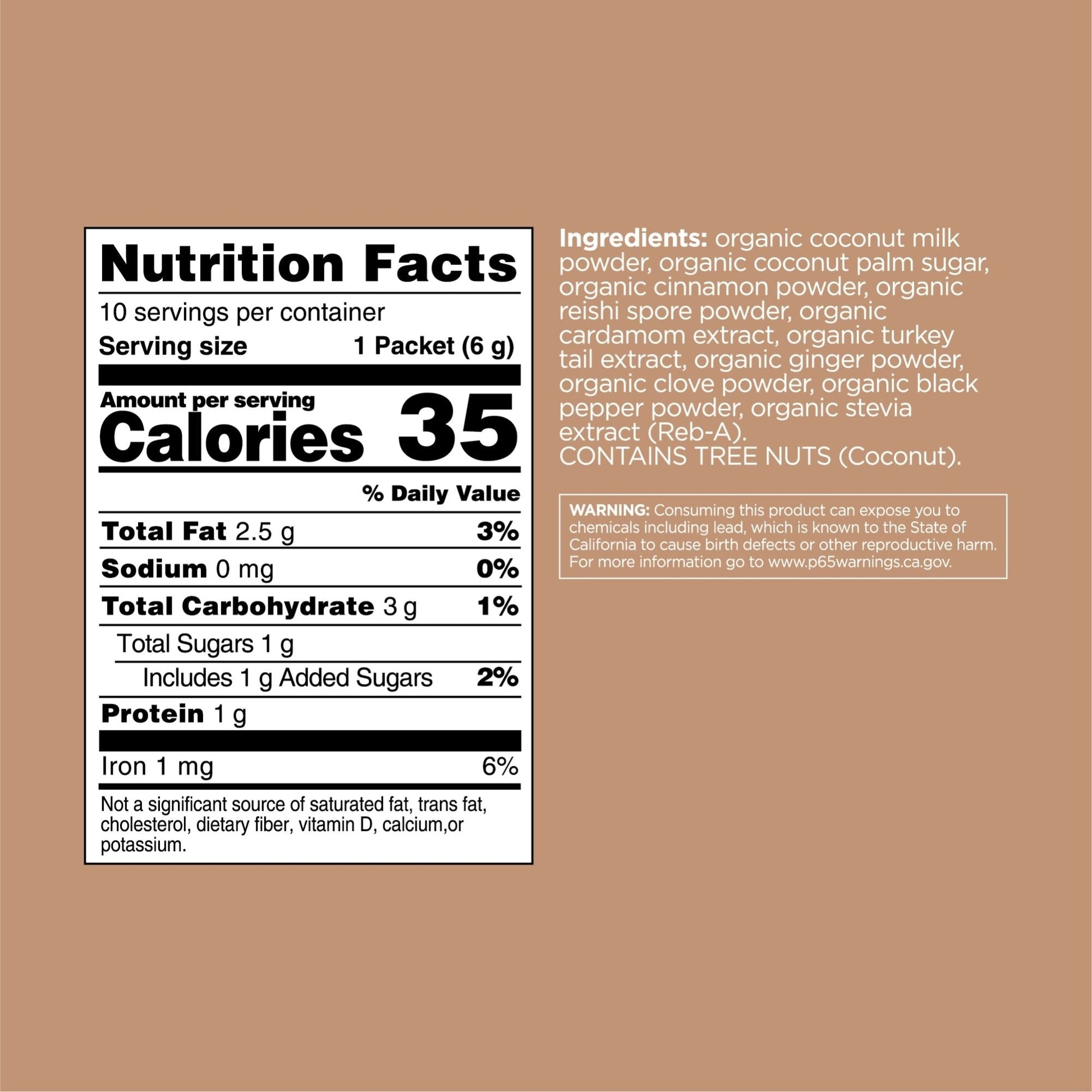 Four Sigmatic Calm Organic Chai Latte Mix Nutrition Facts