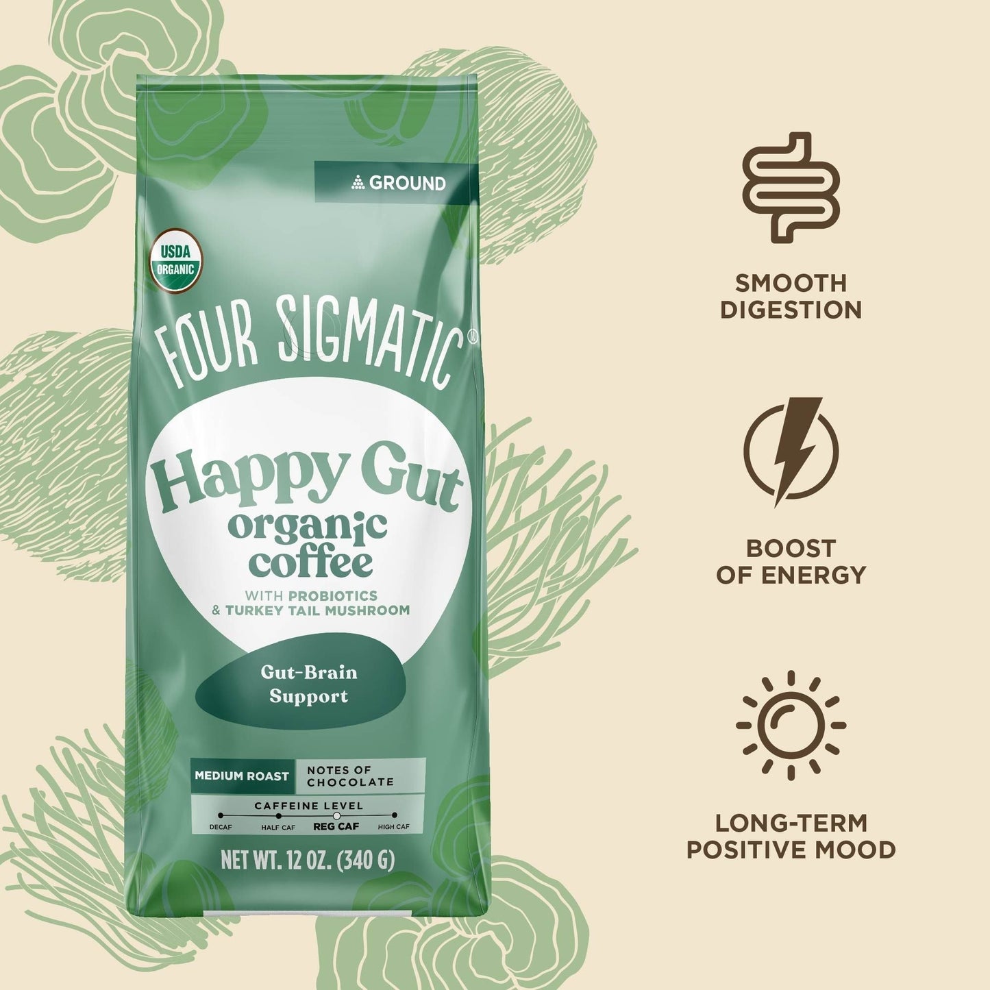 Four Sigmatic Happy Gut Organic Ground Coffee Benefits