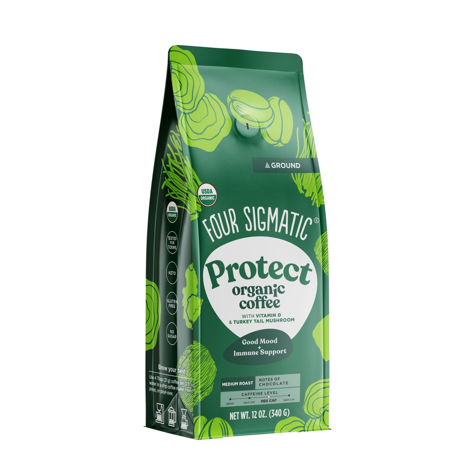 Four Sigmatic Protect Organic Ground Coffee Side