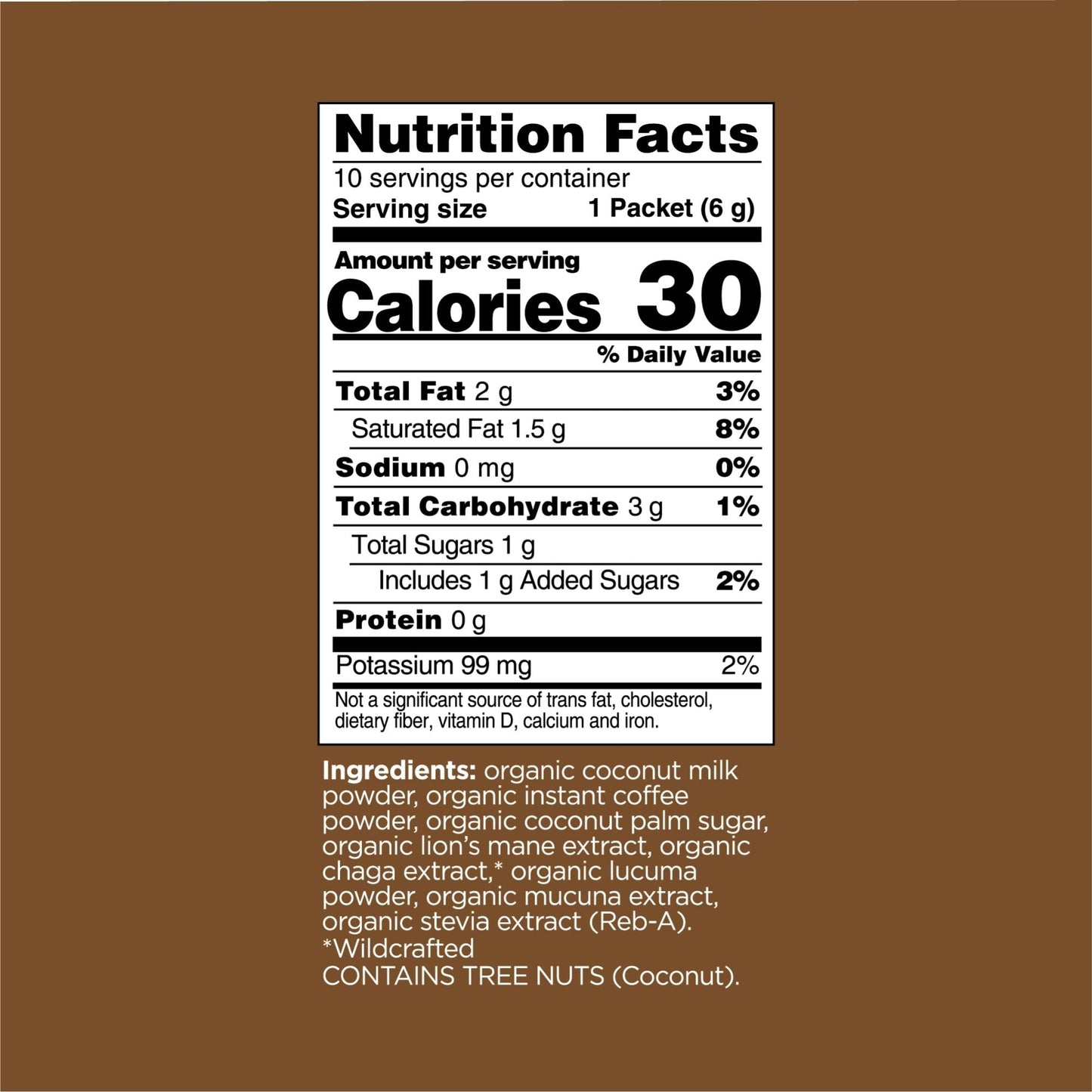 Four Sigmatic Think Organic Coffee Latte Mix Nutrition Facts