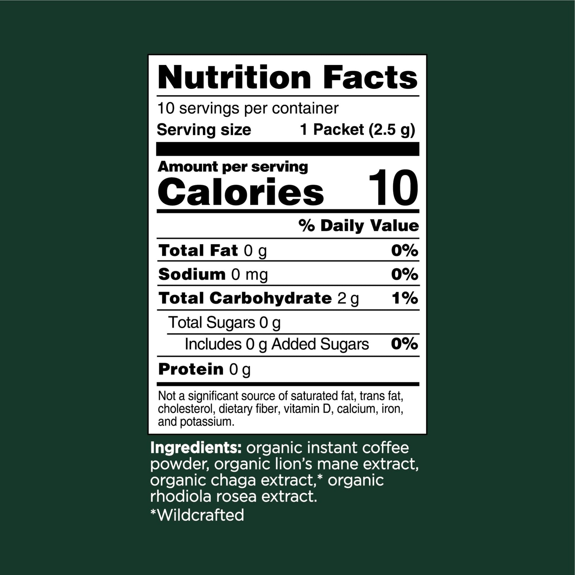 Four Sigmatic Think Organic Whole Bean Coffee Nutrition Facts